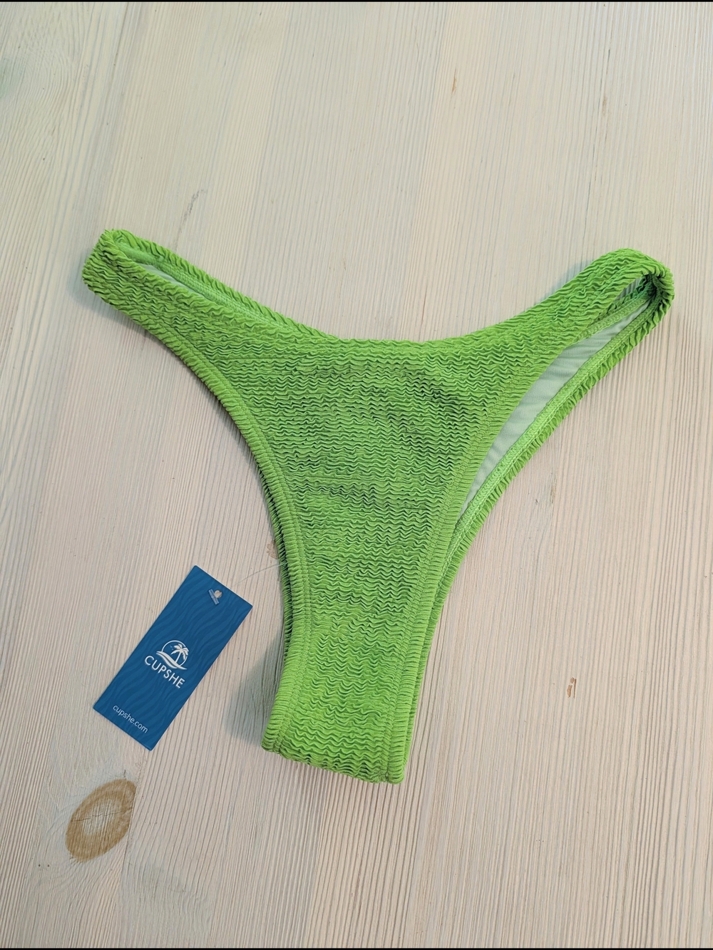 Cupshe Neon Lime Textured Bikini Bottom